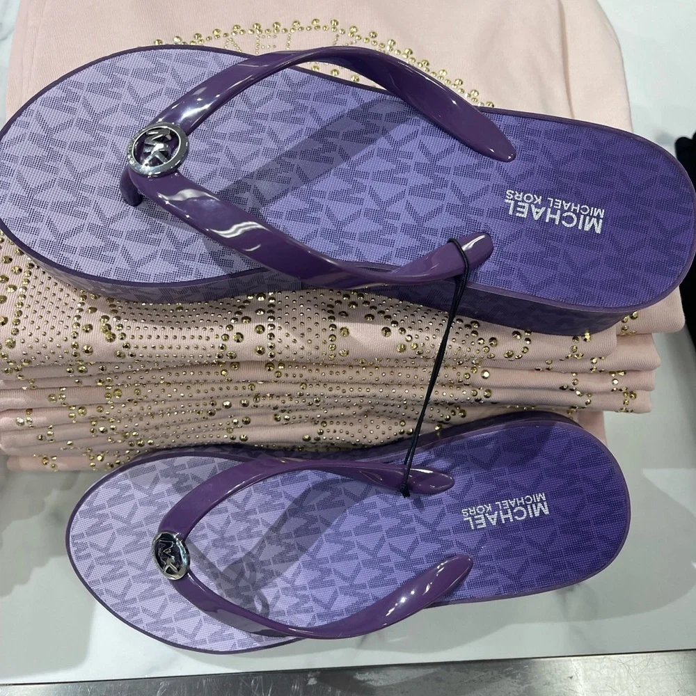 Michael Kors BEDFORD FLIP FLOP PVC/OMBRE MK SIG 49R6BDFA1Q Dark Purple Platform